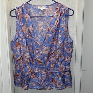 LOFT Outlet Blue Floral V-Neck Peplum Camisole
